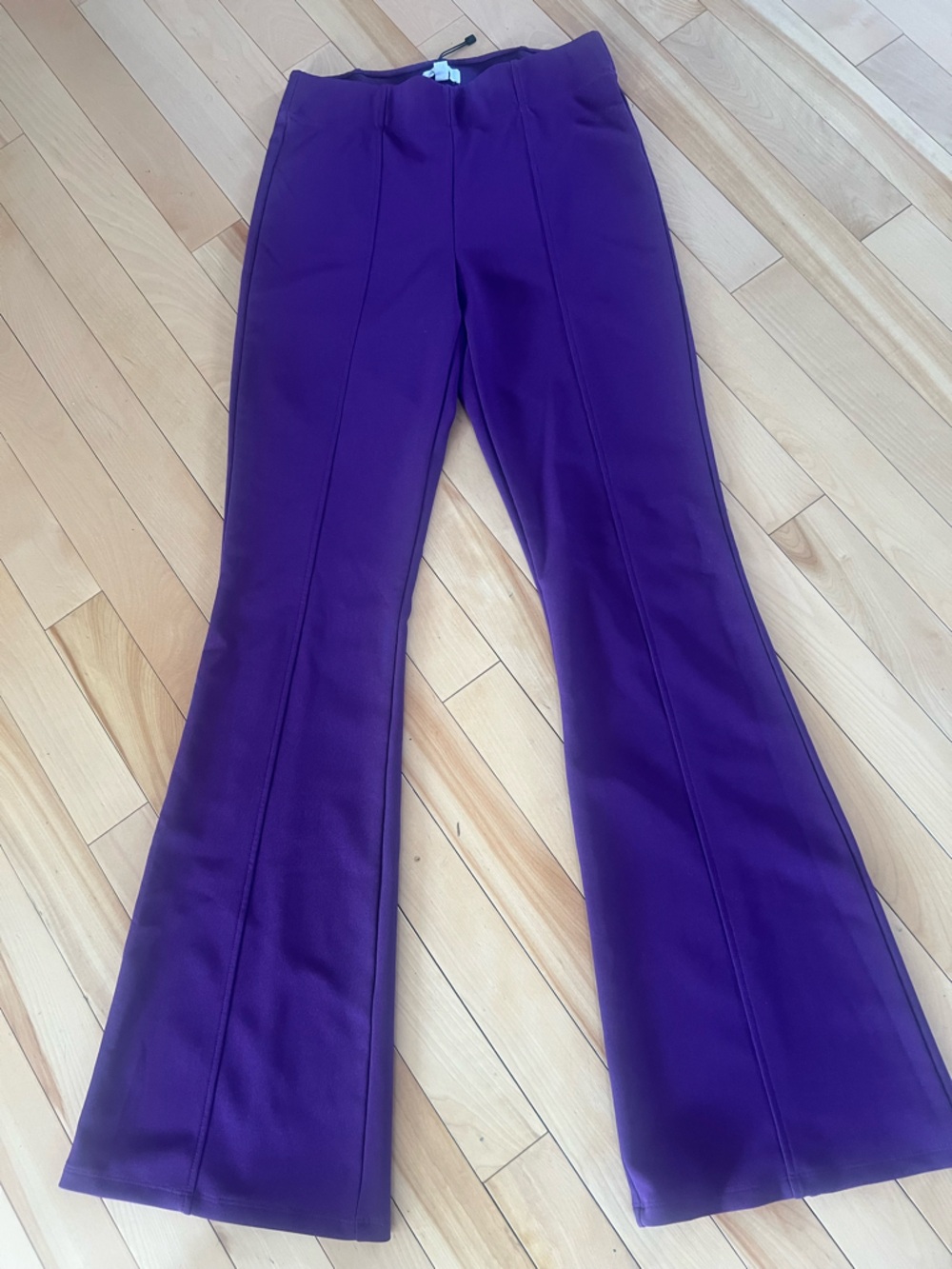 Garage Rich Purple Ribbed Flare Pants NWOT